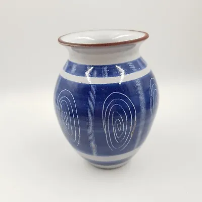 Buy Vintage Priddoes Studio Pottery Paignton Devon Vase In Blue & White C 1950s • 25£