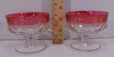 Buy 2 Vintage Indiana Glass Ruby Flashed Thumbprint Candlestick Holders • 13.43£