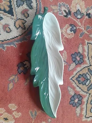 Buy Art Deco Leaf Sweet Dish Side Dish Hand Painted Green Cream Leaf Carlton Ware • 34.99£