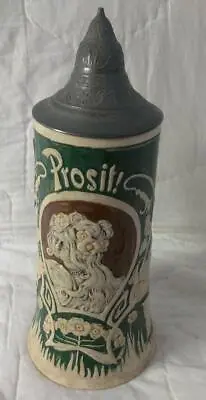 Buy Old Vintage Germany German Art Nouveau Pottery Beer Stein Drinking Mug Woman • 109.06£