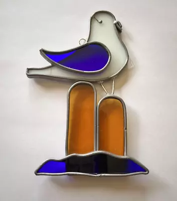 Buy Vintage Handmade Leaded Stained Glass Shore Bird Seagull Suncatcher • 8.50£