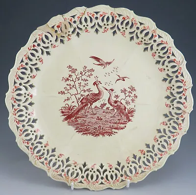 Buy Antique Pottery Creamware Red TransferWedgwood Liverpool Birds Plate 1780 • 61£