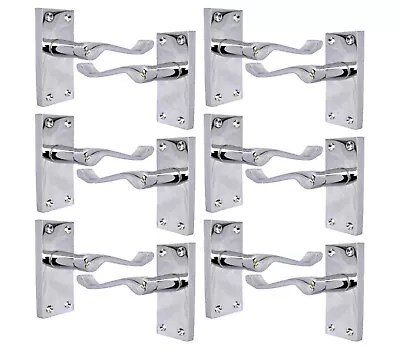Buy Chrome Scroll Door Handles Victorian Scroll Latch Handle Silver Multi Pack Of 6 • 35.94£