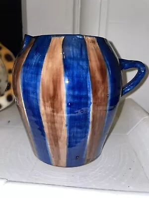 Buy Large Vintage Spanish Jug Striped Blue Brown Pottery Earthenware Terracotta • 8.50£