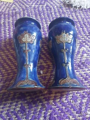 Buy Two Royal Doulton Art Nouveau Stoneware Vase - (Repair On Rim Of One)  • 70£