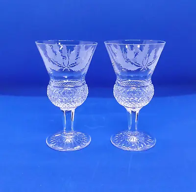 Buy A Pair Of Edinburgh Crystal Thistle Sherry / Port / Claret Glasses 4 3/8  Signed • 45£