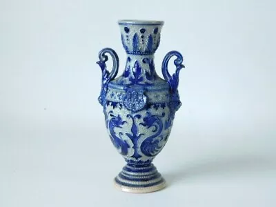 Buy Westerwald Stoneware Twin Handled Blue & Grey Vase ~ Free Uk Postage • 18.50£