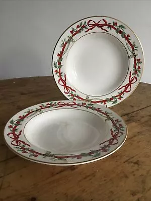 Buy Royal Worcester Holly Ribbons Soup Plate X 2 • 40£