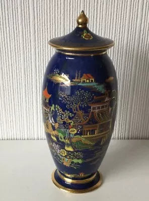 Buy Vintage Hand Painted Carlton Ware Royal Blue Lidded Jar  ‘ Mikado ’. • 19.99£