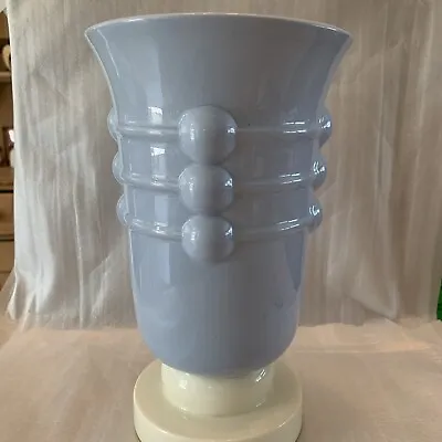 Buy Art Pottery Art Deco Mod Belgium Vtg Bump Out Cream Blue Retro  Urn 10.1/4” • 61.43£