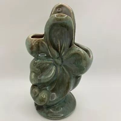 Buy Vintage Gonder Magnolia Flower Pottery Vase C-3 USA Signed Green W/Pink Interior • 16.33£