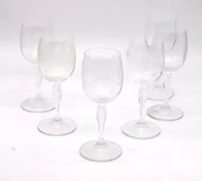 Buy WINE GLASSES Set Of 6 Czech Fine Etched Needle Glass 16cm Vine Pattern • 4.99£