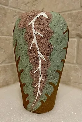 Buy Sand Art Pottery Vase Brown Sand Texture Brown, Green, Pink, White Scalloped Top • 11.44£