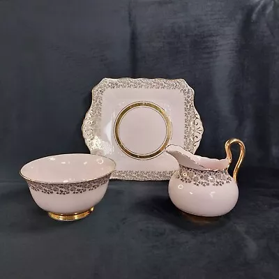 Buy Vintage Tuscan Pink Jug Sugar Bowl Sandwich Plate Fine Bone China • 24.99£