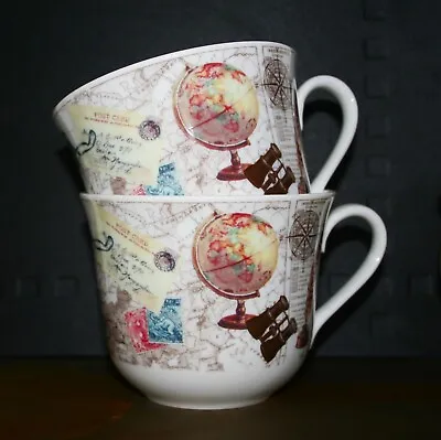 Buy Roy Kirkham Breakfast Cups Set Of TWO 'Past Times' Fine Bone China Seconds • 15£
