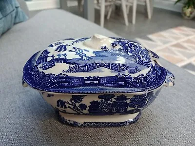 Buy Antique Blue & White Transfer Ware Willow Pattern Sauce Tureen 19th Century? • 9.99£