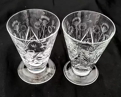 Buy Edinburgh Crystal Whiskey Or Juice Glass Thistle? Etched Flowers Set Of Two • 66.15£