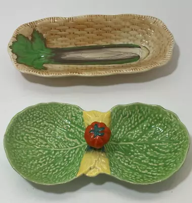 Buy Beswick Ware (unmarked) Celery Dish & Cabbage Leaf And Tomato Split Serving Dish • 20£