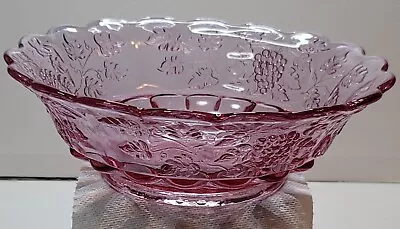 Buy Vintage Fenton Pink Glass Scalloped Edge Grapes & Leaves Bowl 9.75  • 33.77£
