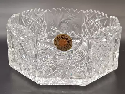 Buy Vintage Elizabeth Hand Cut Lead Crystal Octagonal Shape Bowl - P192 • 20£