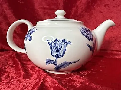 Buy Royal Stafford Tulipa Blue Trim Earthenware Teapot England Rare Find • 75.87£