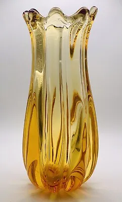 Buy Whitefriars Ridged Glass Vase In Gold 9872 Designed By Geoffrey Baxter 1980 • 45£