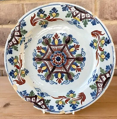 Buy LAMBETH DELFTWARE ANN GOMME STYLE FLORAL PLATE,  C.1760 • 110£