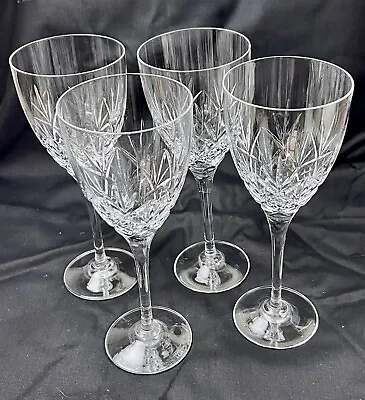 Buy Set Of 4 Royal Doulton Hellene Clear Cut Crystal Stemmed Water Glasses Goblets • 47.35£