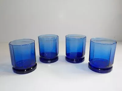 Buy Anchor Hocking Essex Cobalt Blue 9 Oz Drinking Glasse 10 Panels Set Of 4 • 19.20£