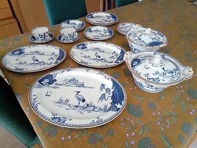 Buy Art Deco Woods Burslem Blue And White Manchu Tureen, Plates Etc. Dinnerware • 14£