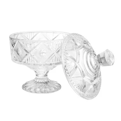 Buy Crystal Glass Candy Canister Sugar Bowl Embossed Storage Jar-RS • 22.25£