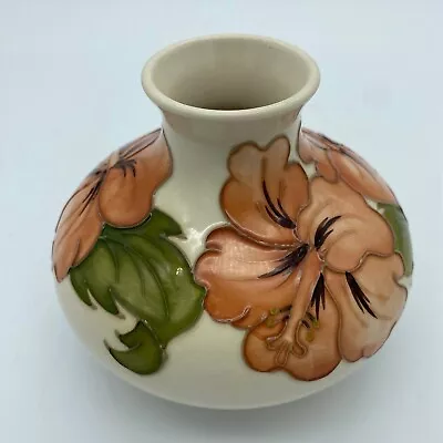 Buy Walter Moorcroft Coral Hibiscus Vase Ivory Body Shape 32/5 • 40£