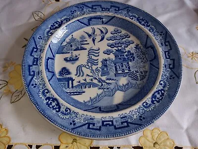 Buy Vintage Ironstone China Blue Willow Pattern Plate 10.75in • 10£