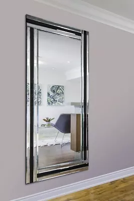 Buy Extra Large Black & Silver Wall Mirror Full Length Art Deco 5Ft9x2Ft9 174 X 85cm • 114.79£