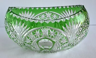 Buy Vintage  Green To Clear Cut Crystal  Boat Bowl • 116.77£