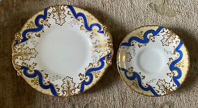Buy Antique Copeland And Garrett (Spode) Blue White Gold Serving Plate And Saucer • 25£