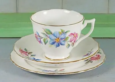 Buy Vintage Melba Bone China Tea Trio 1940s English Floral Cup Saucer Plate • 10£