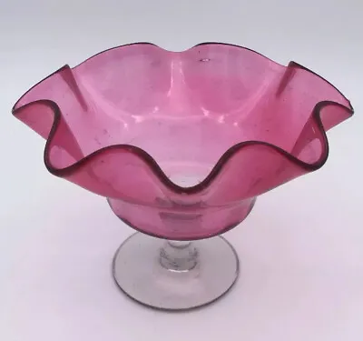 Buy Antique Victorian Cranberry Glass Tazza Bowl / Dish - Original Antique Bowl • 28.99£