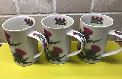 Buy ** 3 ** Dunoon Scottish Thistle Fine Bone China Mugs. Design By Kathy Pickles • 20£