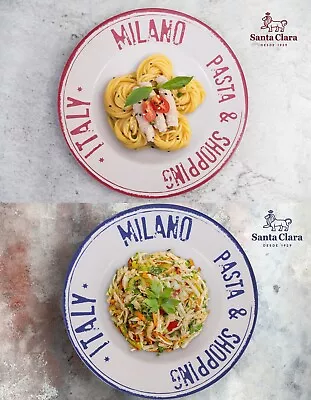 Buy 2x 28cm Risotto Pasta Plates Bowls Stoneware Milano RED BLUE • 13.99£