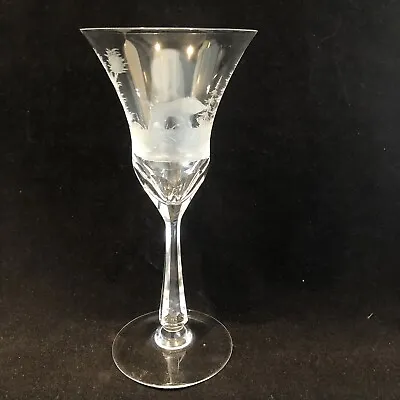 Buy Vintage Engraved Rowland Ward Wine  Glass Panel Cut  Wild Boar  7.75  Tall • 29£