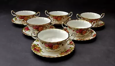 Buy Six Bone China Royal Albert Old Country Roses Soup Coupes And Saucers • 70£