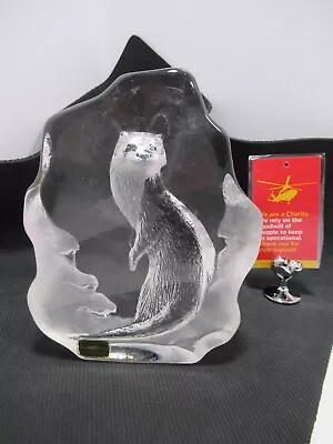 Buy Mats Jonasson Signed Lead Crystal Otter Paperweight J284                      G6 • 5.95£