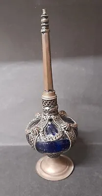 Buy Vintage Perfume Battle Blue Glass And Metal Handmade In Morocco • 45£