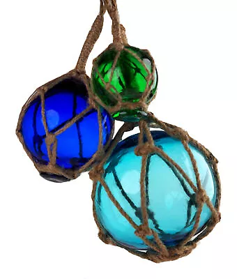 Buy Nautical Glass Decorative Hanging Balls Sea Harbour Coastal Interior - Set Of 3 • 18.99£