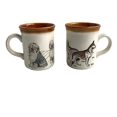 Buy Pair Vintage Bilton Pottery Mugs Old English Sheepdog & German Shepherd Dogs • 10.99£