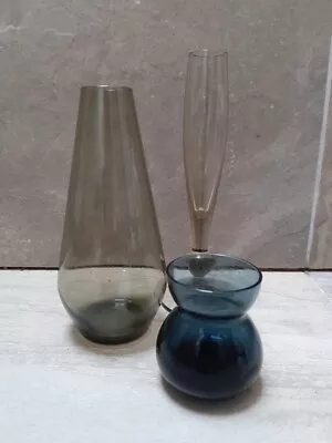 Buy Vintage 1970's Smoked Glass Vase Set Of 3 • 8.50£