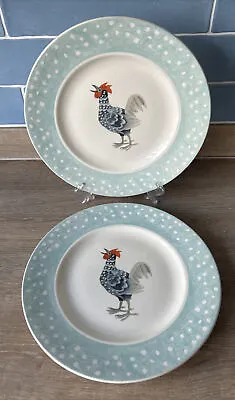 Buy 2x Burleigh  Dinner Plates Rosies Hens Green Spotty Michael Coulter • 12.74£