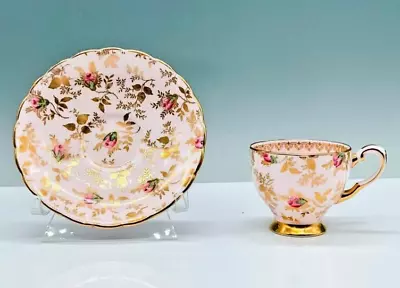 Buy VTG Tuscan Fine English Bone China Tea Cup & Saucer Set Pink Gold Floral 8606H • 37£