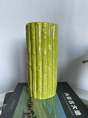 Buy Nora Fenton Green Ceramic Bamboo Vase Signed 1973 • 20.26£